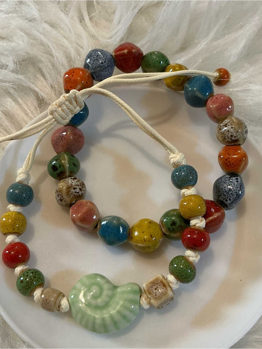 Super colorful boho conch shell bead and string bracelets